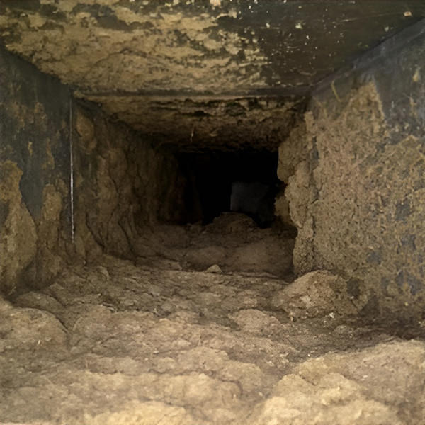 Conduit de ventilation sale avant le nettoyage effectué par Nettoyage Nick-Hel.